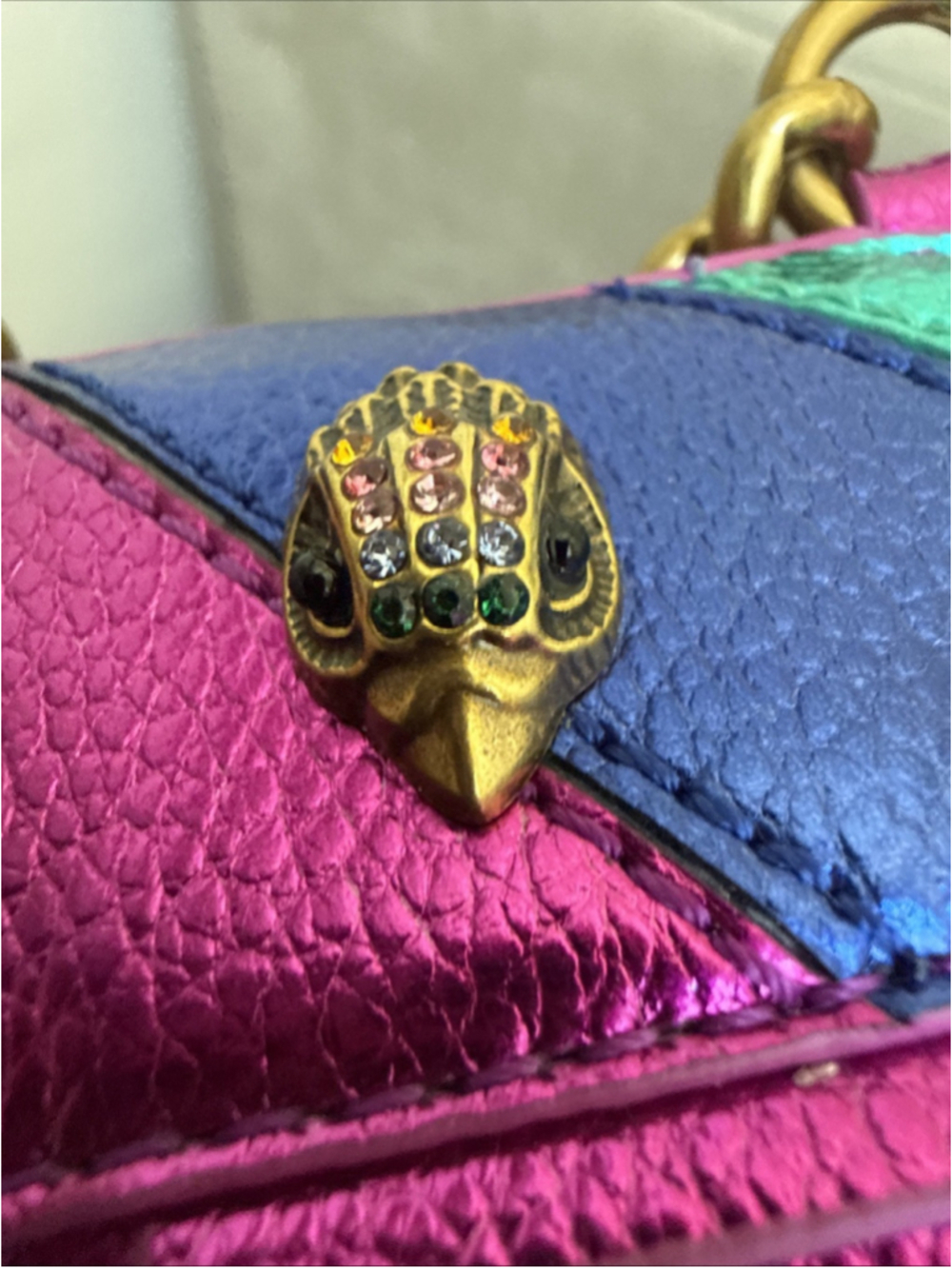 Kurt Geiger London Kensington Rainbow Key Ring Bag Charm Eagle NWT - Picture 3 of 7